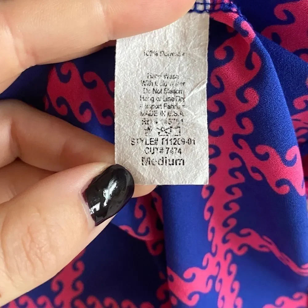 Stitch Fix 41 Hawthorn Blue Pink Design V-Neck Tank Top - Picture 10 of 11
